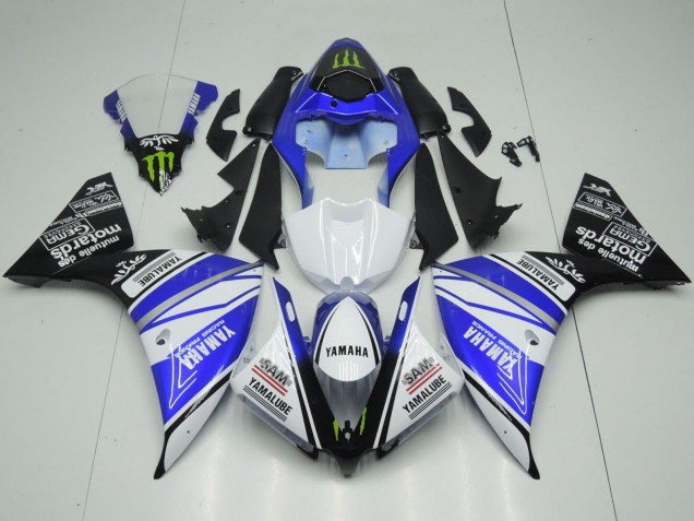 Carenagens Moto Yamaha YZF 1000 R1 2012-2014 - Branco Azul Preto Verde Monstro Yamalube