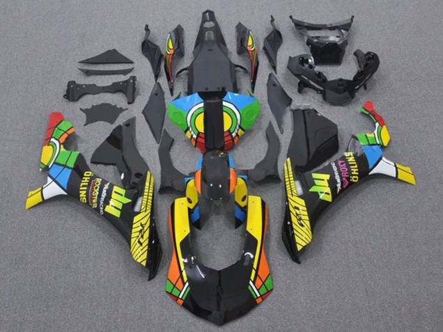 Carenagens Moto Yamaha YZF 1000 R1 2015-2019 - Preto Verde Branco Amarelo Vermelho Preto Roda das Cores HP