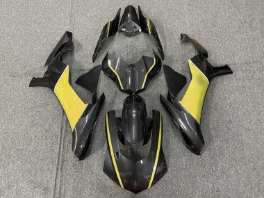 Carenagens Moto Yamaha YZF 1000 R1 2015-2019 - Falso Fibra de Carbono Amarelo