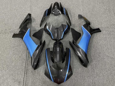 Carenagens Moto Yamaha YZF 1000 R1 2015-2019 - Falso Fibra de Carbono Azul Claro