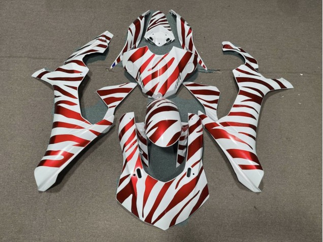 Carenagens Moto Yamaha YZF 1000 R1 2015-2019 - Branco Vermelho Zebra