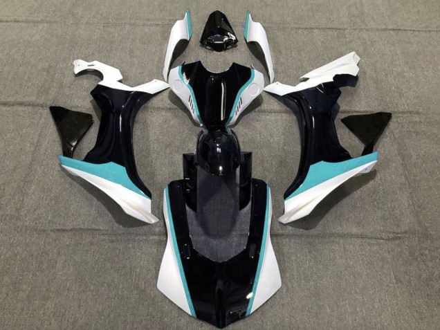 Carenagens Moto Yamaha YZF 1000 R1 2015-2019 - Preto Branco Azul Petróleo