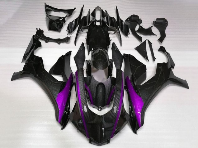 Carenagens Moto Yamaha YZF 1000 R1 2015-2019 - Falso Fibra de Carbono Roxo