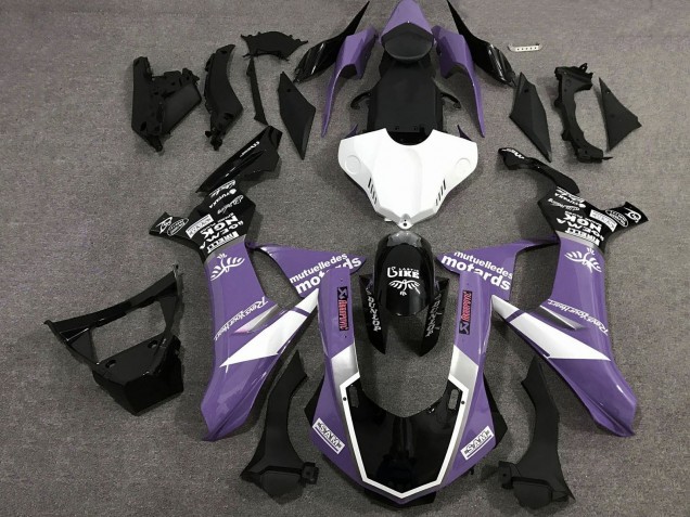Carenagens Moto Yamaha YZF 1000 R1 2015-2019 - Roxo Branco Preto Brilhante Motul SAM