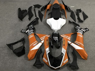 Carenagens Moto Yamaha YZF 1000 R1 2015-2019 - Laranja Branco Preto Brilhante