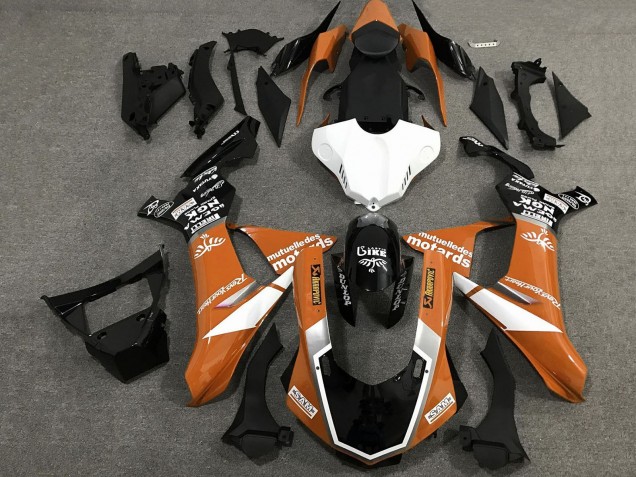 Carenagens Moto Yamaha YZF 1000 R1 2015-2019 - Laranja Branco Preto Brilhante