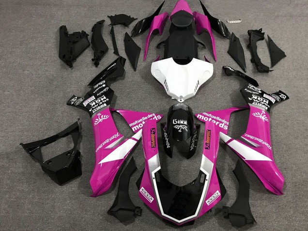 Carenagens Moto Yamaha YZF 1000 R1 2015-2019 - Rosa Branco Preto Brilhante