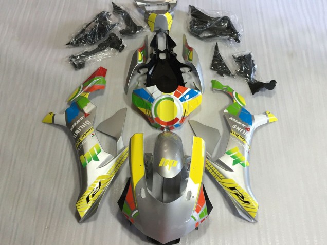 Carenagens Moto Yamaha YZF 1000 R1 2015-2019 - Prata Amarelo Azul Vermelho Roda das Cores