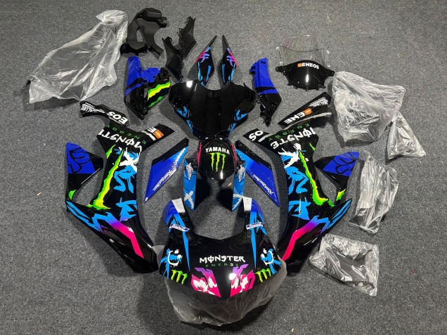Carenagens Moto Yamaha YZF 1000 R1 2020-2025 - Preto Azul Rosa Monstro