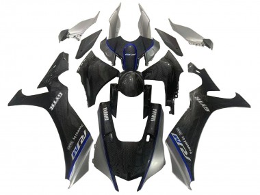 Carenagens Moto Yamaha YZF 1000 R1 2020-2025 - Falso Fibra de Carbono Prata Azul