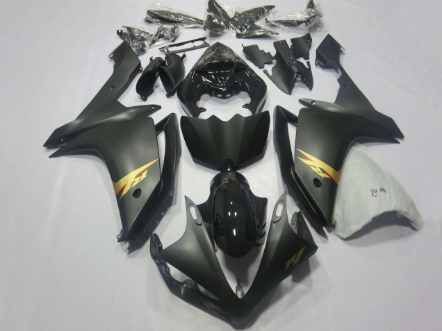 Carenagens Moto Yamaha YZF 1000 R1 2007-2008 - Preto Brilhante Preto Fosco Ouro Decal