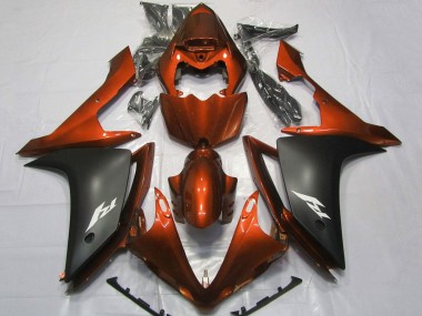 Carenagens Moto Yamaha YZF 1000 R1 2007-2008 - Laranja Preto Fosco