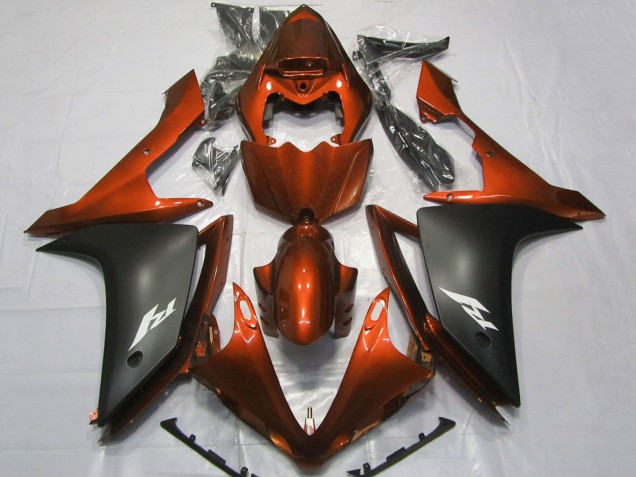 Carenagens Moto Yamaha YZF 1000 R1 2007-2008 - Laranja Preto Fosco