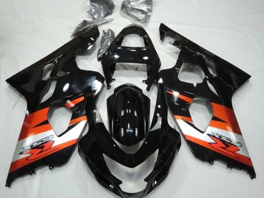 Carenagens Moto Suzuki GSXR 600 / GSXR 750 2004-2005 - Preto Brilhante Laranja Branco Decal