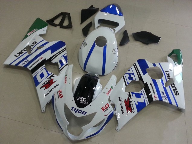 Carenagens Moto Suzuki GSXR 600 / GSXR 750 2004-2005 - Branco Azul Preto Verde Tyco