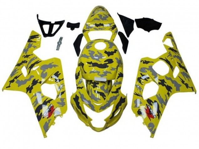 Carenagens Moto Suzuki GSXR 600 / GSXR 750 2004-2005 - Amarelo Preto Cinzento Camouflage