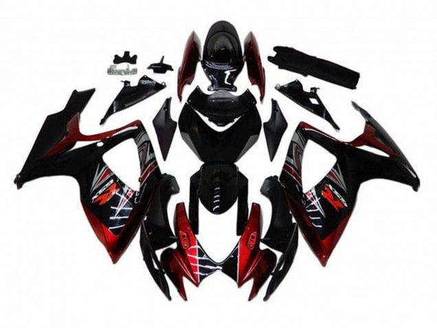 Carenagens Moto Suzuki GSXR 600 / GSXR 750 2006-2007 - Preto Brilhante Vermelho