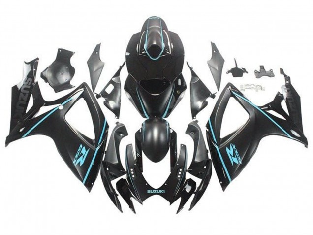 Carenagens Moto Suzuki GSXR 600 / GSXR 750 2006-2007 - Preto Fosco Turquoise Azul