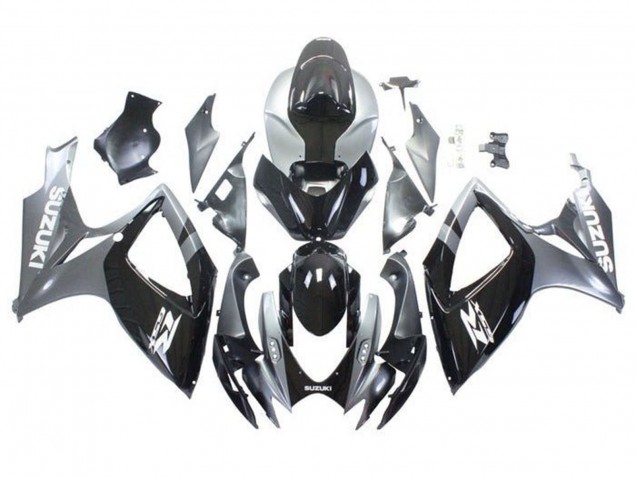 Carenagens Moto Suzuki GSXR 600 / GSXR 750 2006-2007 - Prata Preto Brilhante Branco