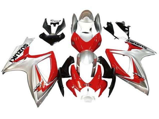 Carenagens Moto Suzuki GSXR 600 / GSXR 750 2006-2007 - Prata Vermelho Preto