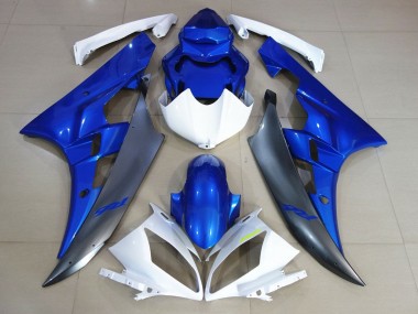 Carenagens Moto Yamaha YZF R6 2006-2007 - Branco Azul Preto Fosco