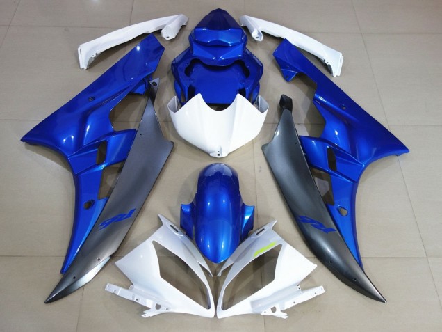 Carenagens Moto Yamaha YZF R6 2006-2007 - Branco Azul Preto Fosco