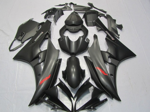 Carenagens Moto Yamaha YZF R6 2006-2007 - Preto Fosco Vermelho Decalques
