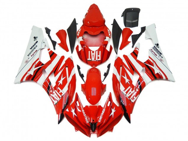Carenagens Moto Yamaha YZF R6 2006-2007 - Branco Vermelho Fiat Star Michelin Motul