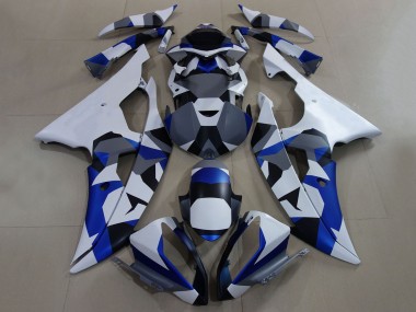 Carenagens Moto Yamaha YZF R6 2008-2016 - Branco Azul Cinzento Camouflage