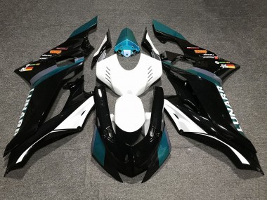 Carenagens Moto Yamaha YZF R6 2017-2023 - Branco Azul Petróleo Preto Brilhante