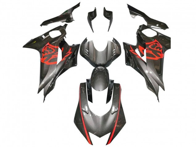 Carenagens Moto Yamaha YZF R6 2017-2023 - Vermelho Preto Falso Fibra de Carbono