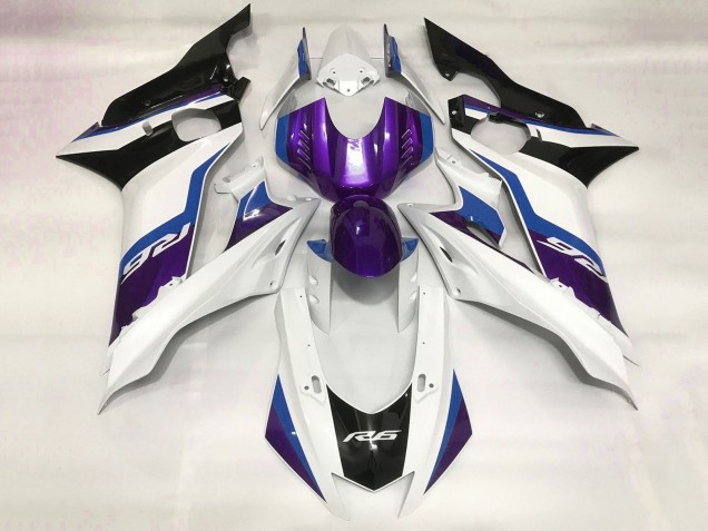 Carenagem Moto Yamaha YZF R6 2017-2023 - Branco Azul Roxo Preto