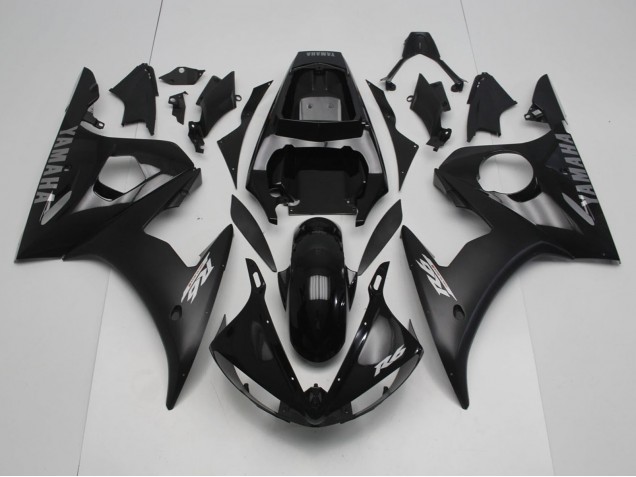 Carenagens Moto Yamaha YZF R6 2005 - Preto Brilhante Preto Fosco Prata