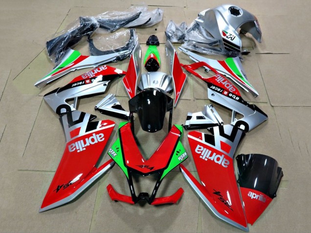 Carenagens Moto Aprilia RS4 50 125 2012-2019 - Prata Vermelho Verde Preto Brilhante