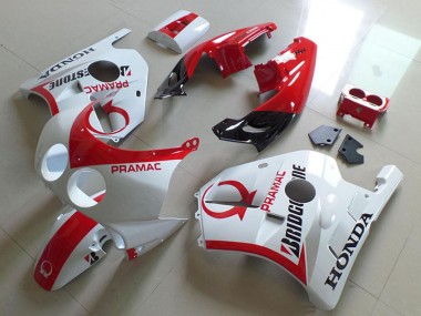 Carenagens Moto Honda CBR250RR MC22 1990-1998 - Branco Vermelho Pramac Bridgestone