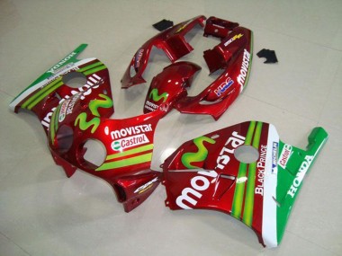Carenagens Moto Honda CBR250RR MC22 1990-1998 - Vermelho Branco Verde MoviStar