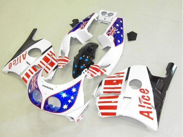 Carenagens Moto Honda CBR250RR MC22 1990-1998 - Branco Vermelho Azul Star Alice