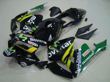 Carenagens Moto Honda CBR600RR 2003-2004 - Preto Brilhante Amarelo Verde MoviStar