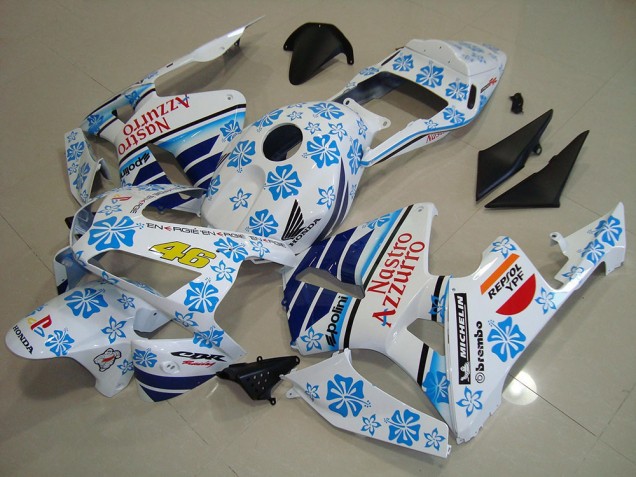 Carenagens Moto Honda CBR600RR 2003-2004 - Branco Azul Vermelho Nastro Azzurro