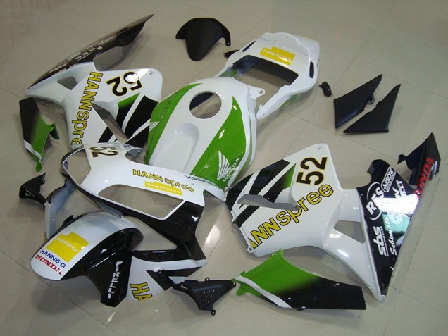 Carenagens Moto Honda CBR600RR 2003-2004 - Branco Verde Amarelo Preto Brilhante Hannspree 52