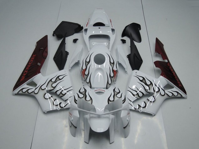Carenagem Moto Honda CBR600RR 2005-2006 - Branco Preto Chama
