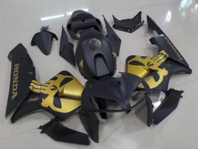 Carenagens Moto Honda CBR600RR 2005-2006 - Preto Fosco Ouro Crânio