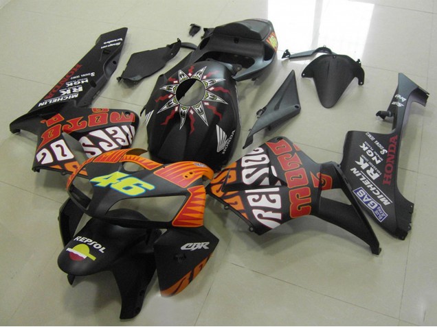 Carenagens Moto Honda CBR600RR 2005-2006 - Preto Fosco Laranja Amarelo Rossi 46