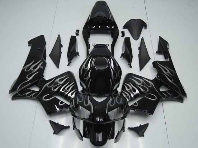 Carenagens Moto Honda CBR600RR 2005-2006 - Preto Brilhante Prata Chama