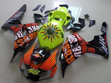 Carenagem Moto Honda CBR1000RR 2006-2007 - Verde Laranja Preto Brilhante Rossi 46