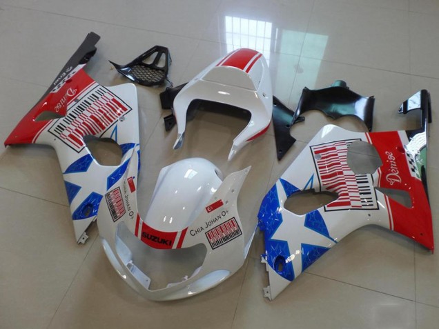Carenagens Moto Suzuki GSXR 1000 2000-2002 - Branco Vermelho Azul Estrela