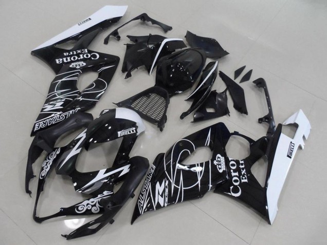 Carenagens Moto Suzuki GSXR 1000 2005-2006 - Preto Brilhante Branco Corona