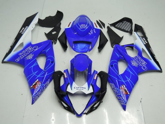 Carenagens Moto Suzuki GSXR 1000 2005-2006 - Azul Branco Preto Corona