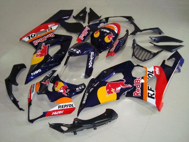 Carenagens Moto Suzuki GSXR 1000 2005-2006 - Azul Escuro Amarelo Red Bull Repsol