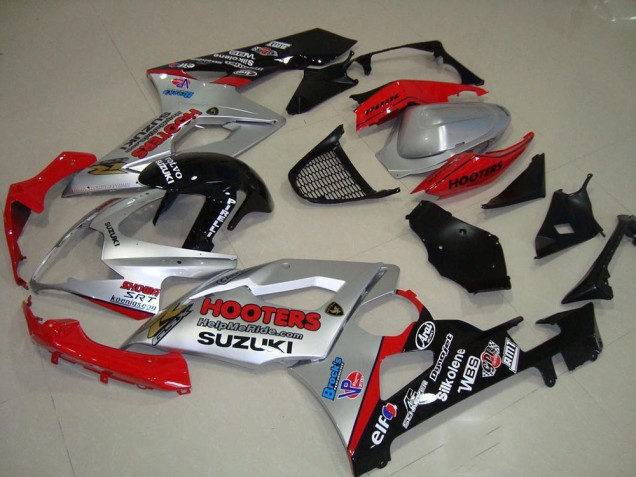 Carenagens Moto Suzuki GSXR 1000 2005-2006 - Prata Vermelho Preto Hooters